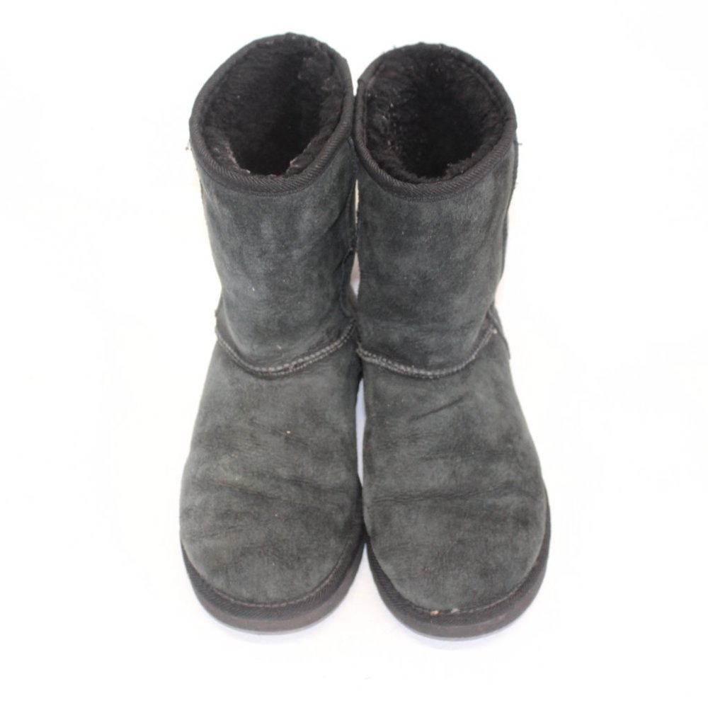 UGG Australia Classic Mid Calf Sheepskin Suede Boots Black Style F8006 #125 - Picture 4 of 11